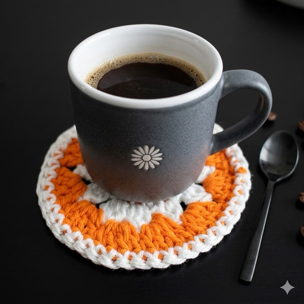 Handmade 100% cotton orange slice coaster set